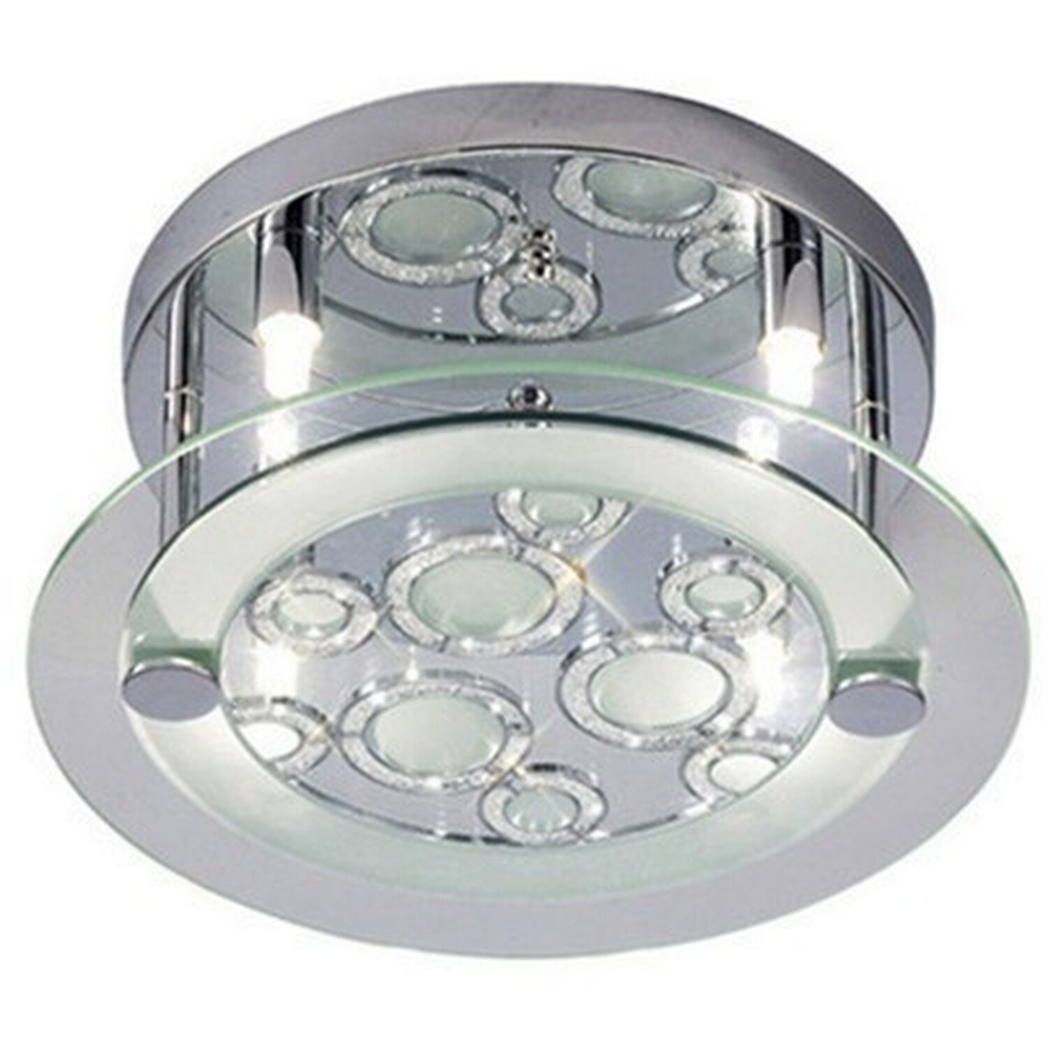 Destello Ceiling Round With Circle Pattern 4 Light Polished Chrome Crystal - Polished Chrome