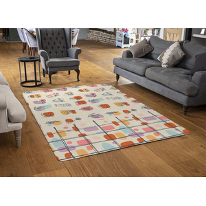 Leaves And Flowers, Abstract Shapes Designer Rug