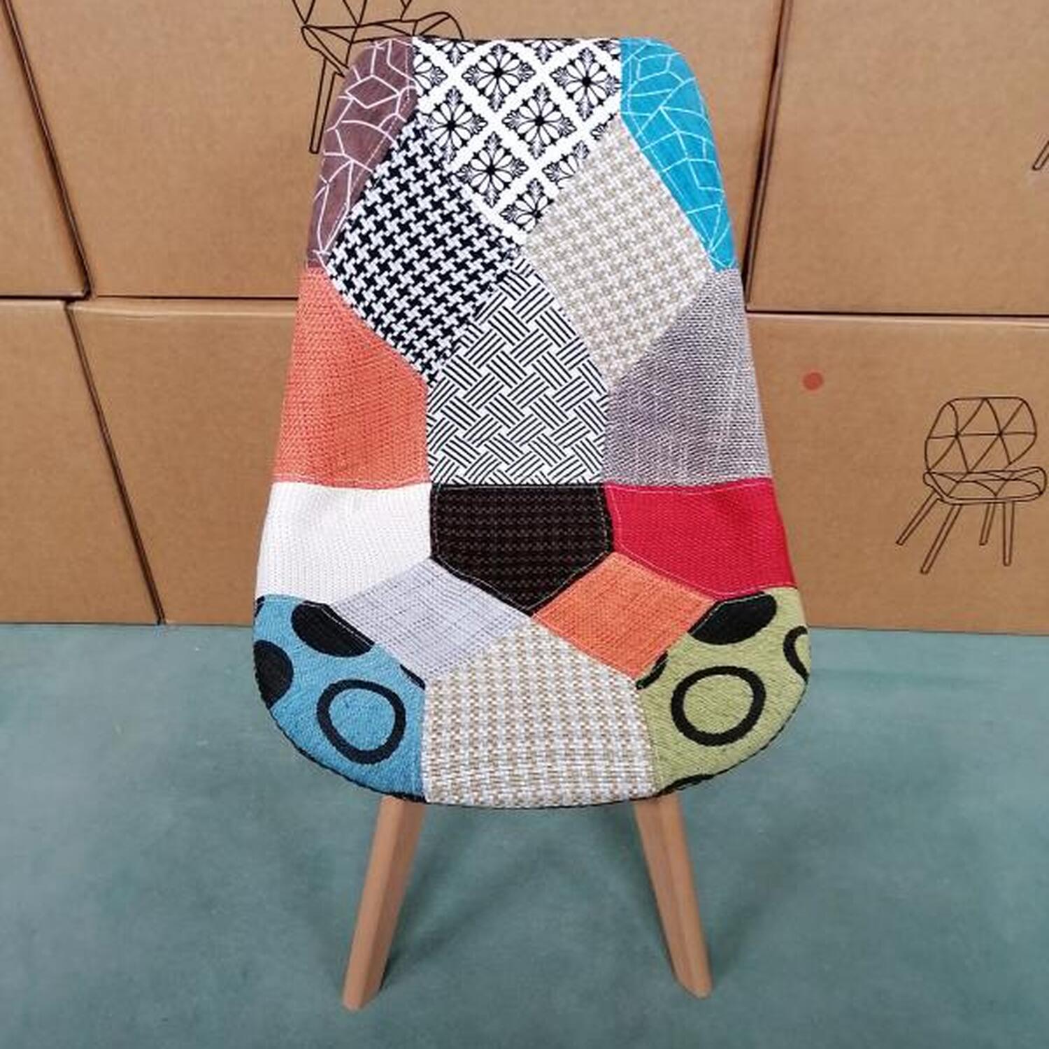 Pair Of Fabric Dining Chairs - Multi Coloured