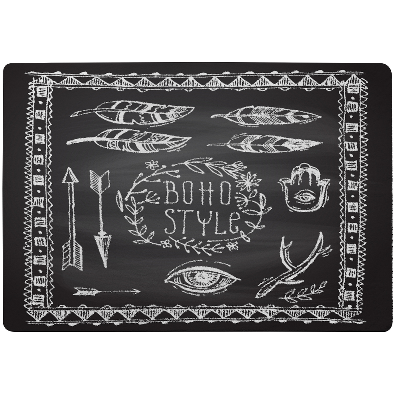 Boho Style Motivating Phrase Rug - Black / 150cm thumbnail