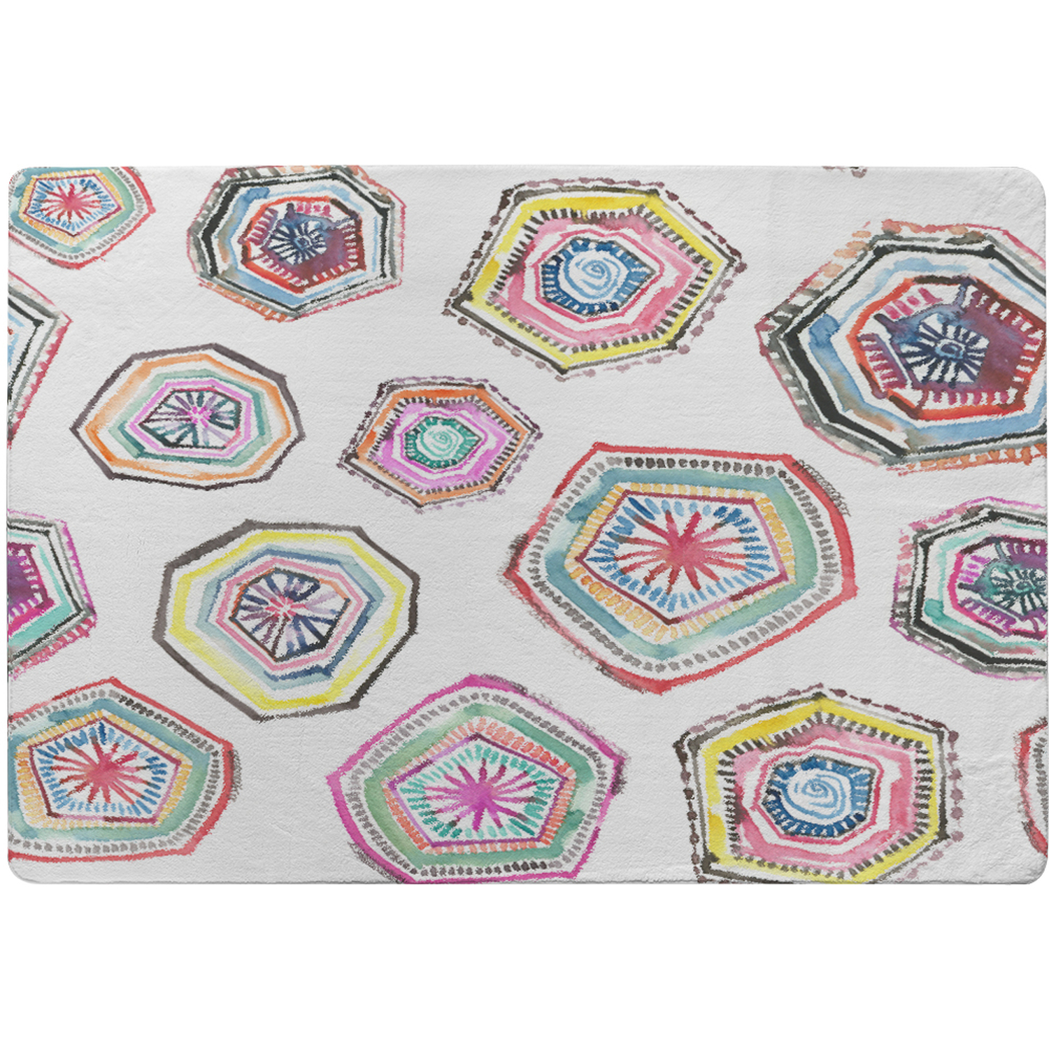 Hand Painted Multicolor Watercolor Rug - Pink / 150cm thumbnail