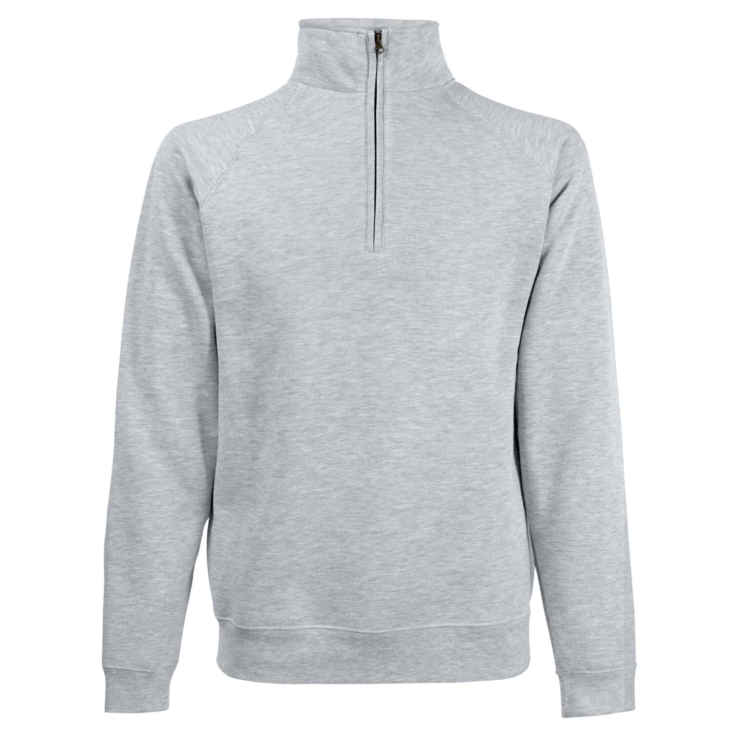 Mens Premium 7030 Zip Neck Sweatshirt - Heather Grey / S