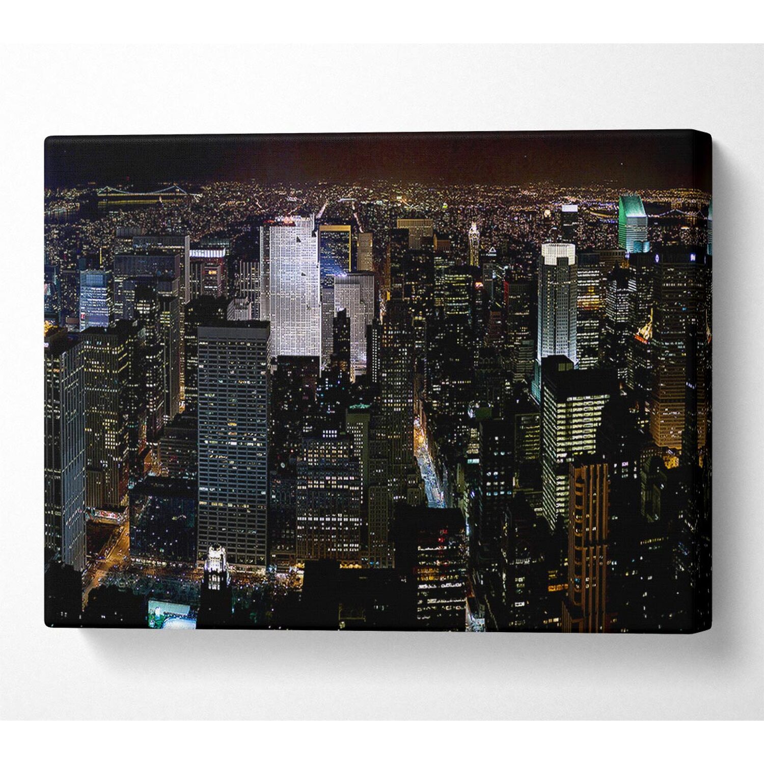 Wallart-Direct - City Building Block Nights Canvas Print Wall Art - Yellow / 101.6cm thumbnail