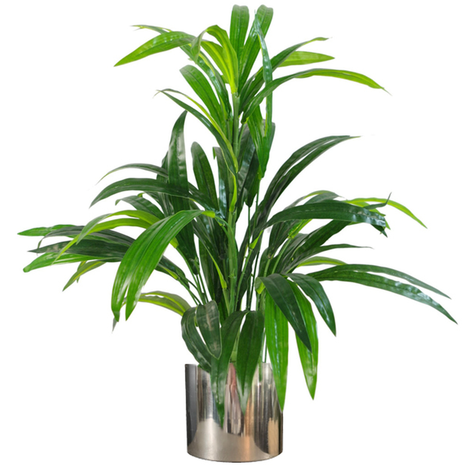 Leaf Artificial Realistic Bamboo Shrub With Metal Planter - Silver Planter - Image 7
