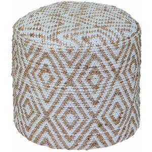 Sierra Natural Diamond Pattern Jute Circular Bean Filled Pouffe, 45 cm