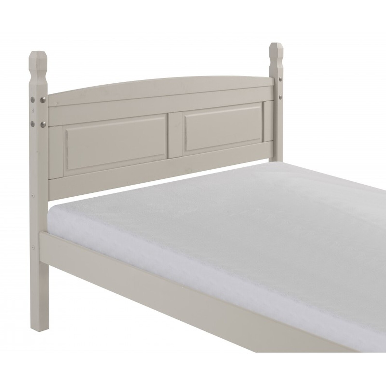Corona Grey Wax Double High End Bed Frame Wooded Pine - Distressed Grey Wax
