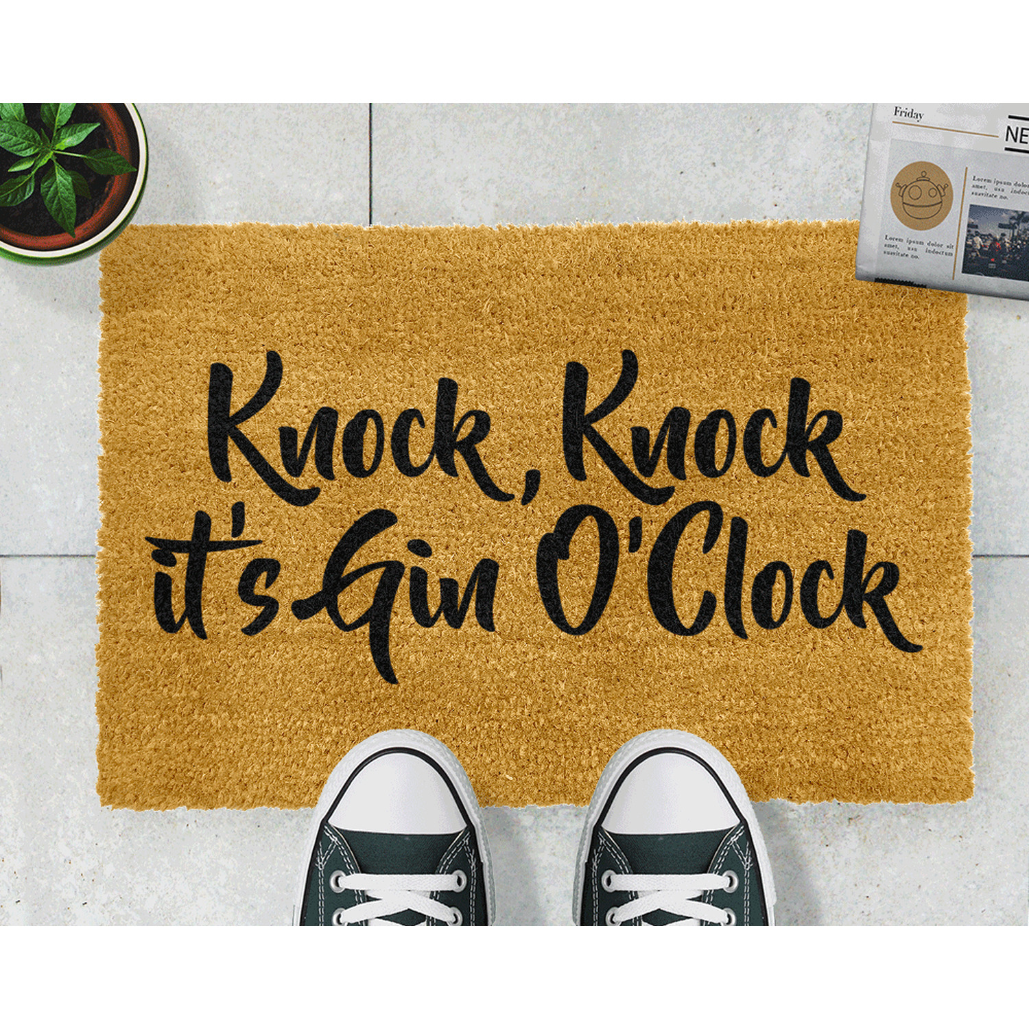 Gin O Clock Doormat - Brown