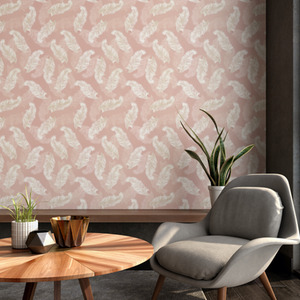 Feathers Blush Pink Wallpaper