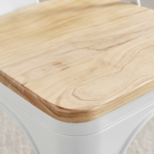 White Colton Stackable Tolix Style Industrial Metal Kitchen Dining Chair Wood Seat shot 4116867