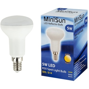 2 Pack E14 White Thermal Plastic R50 LED 5W Warm White 3000K 450lm Light Bulb
