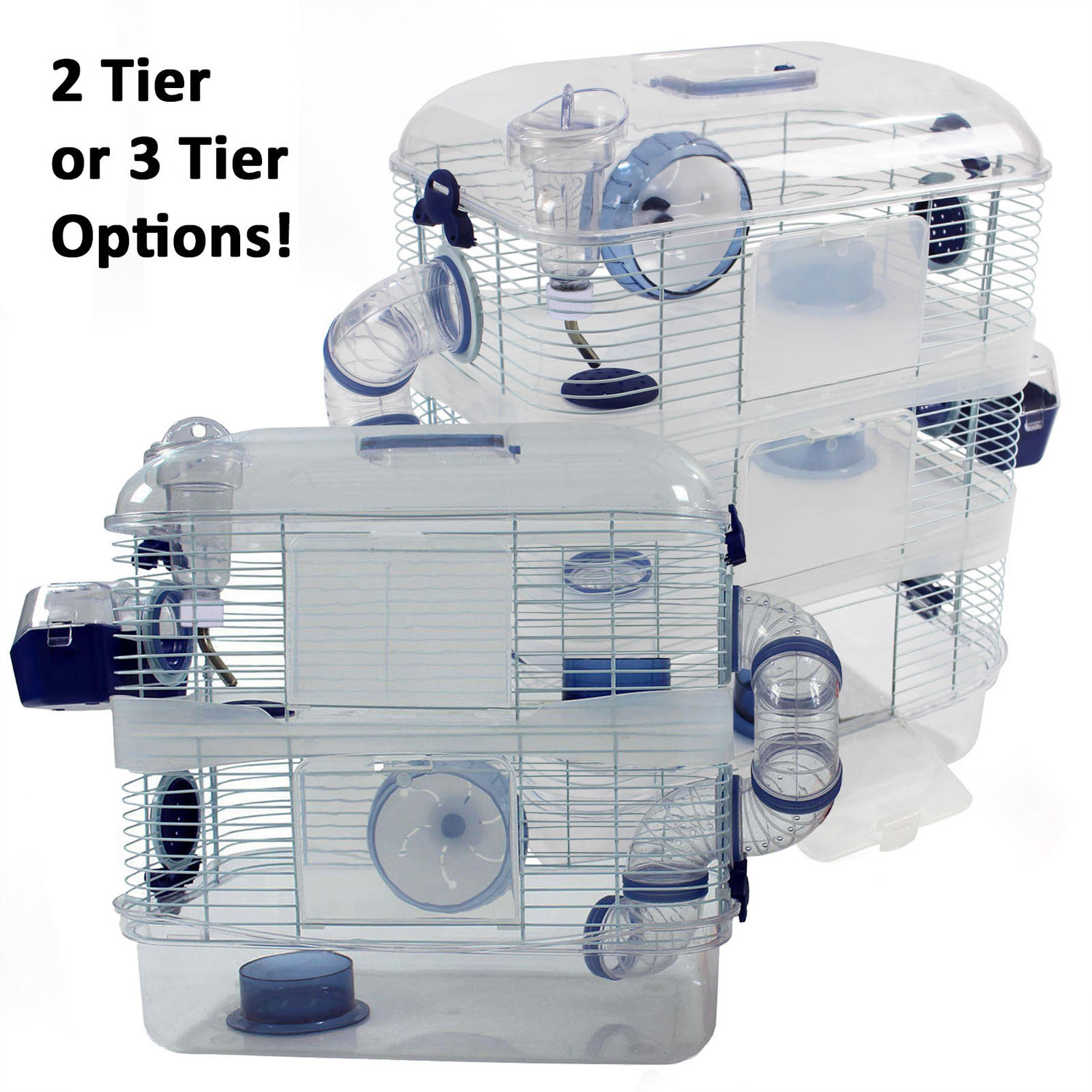 Easipet Transparent Hamster Gerbil Mouse Cage 2 or 3 Storeys in Blue