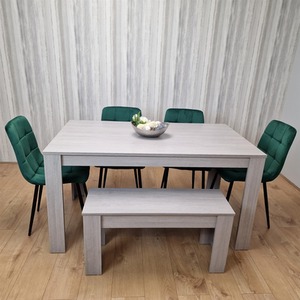 Arrow Table with Green Chairs and Bench Set