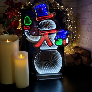 LED Infinity Standing Snowman Christmas Decoration with Metal Base