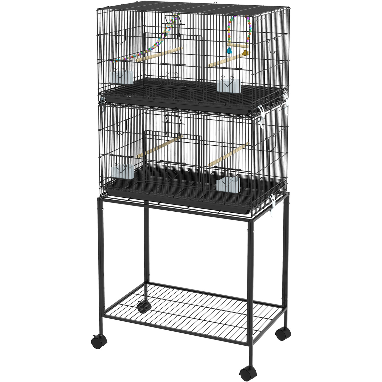 Curated visual reference: Gallery Detail: Pawhut Pawhut 2 Tier Bird Cage On Wheels With Stand