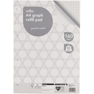 wilko Refill Graph Notebook A4