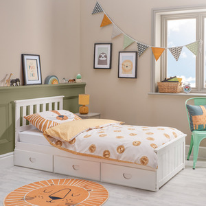 Single Wooden Bed Frame With Storage Drawers