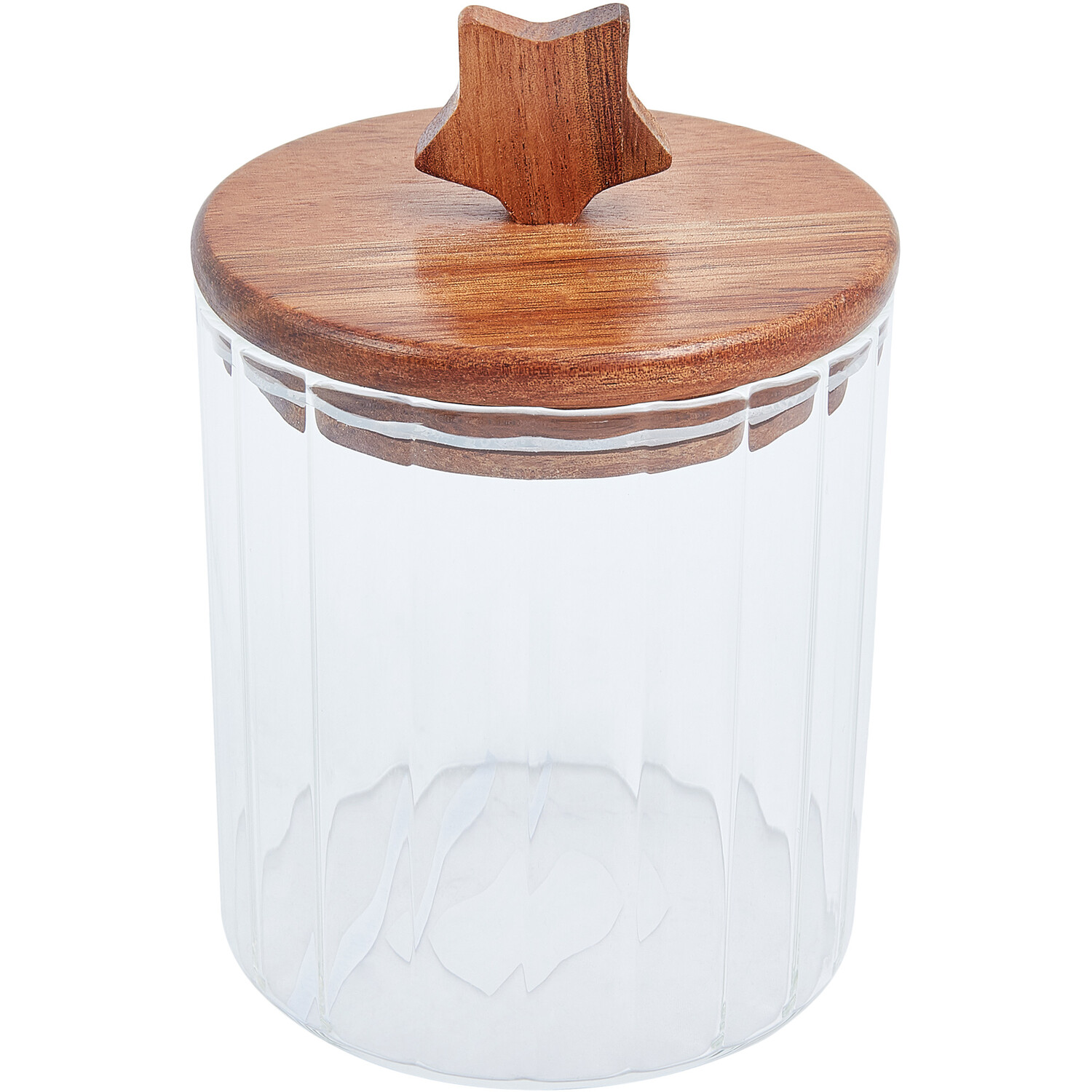 Image of Ribbed Glass Jar with Star Lid&hellip;