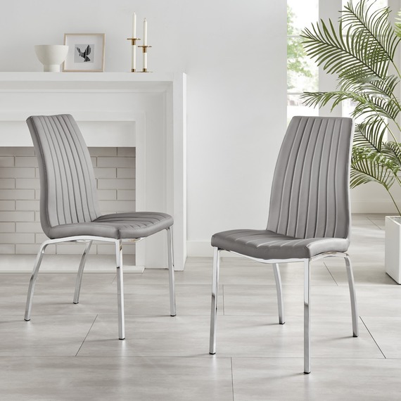 2 Isco Faux Leather Dining Chairs Black Legs