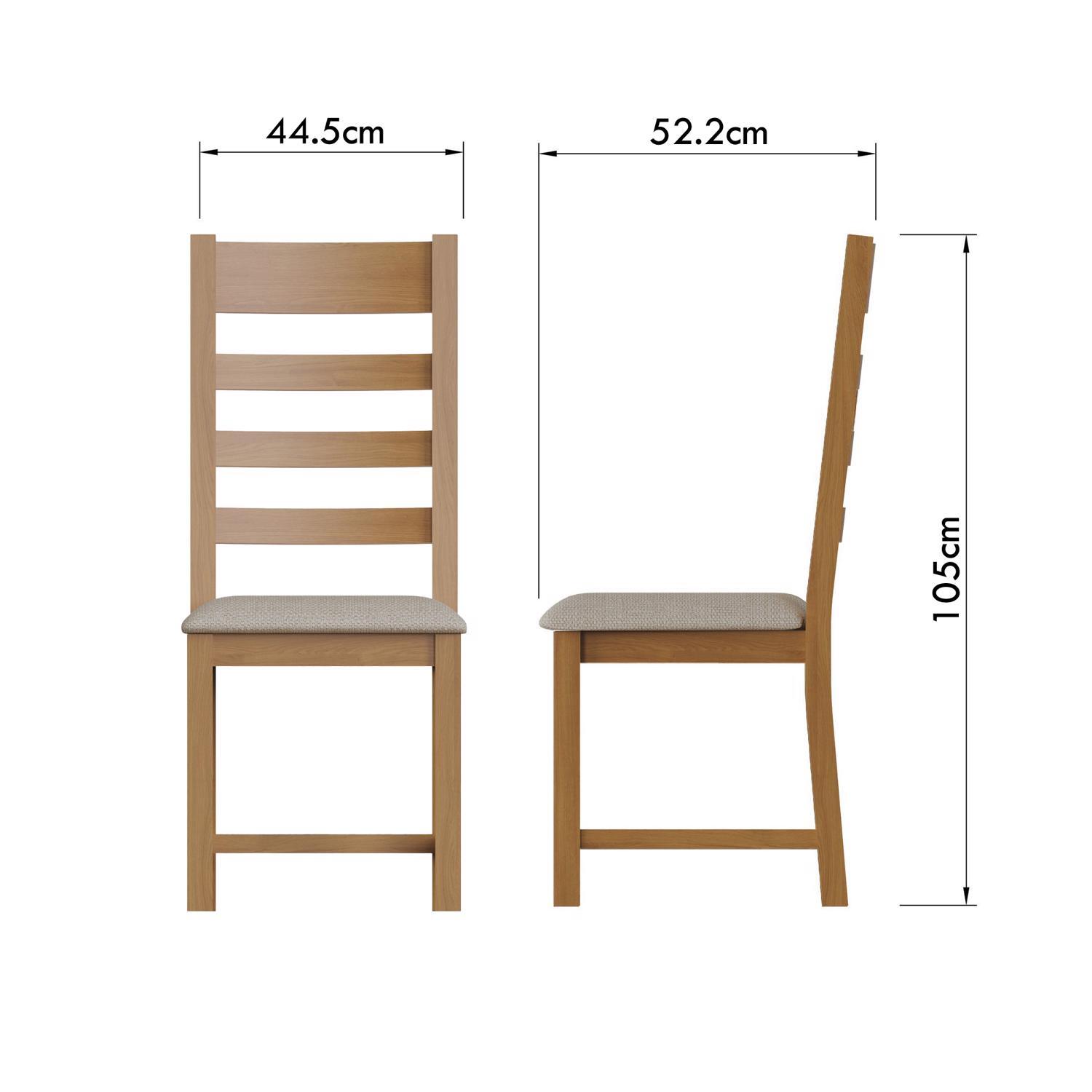 Set Of 2 Natural Oak Slatted Back Dining Chairs