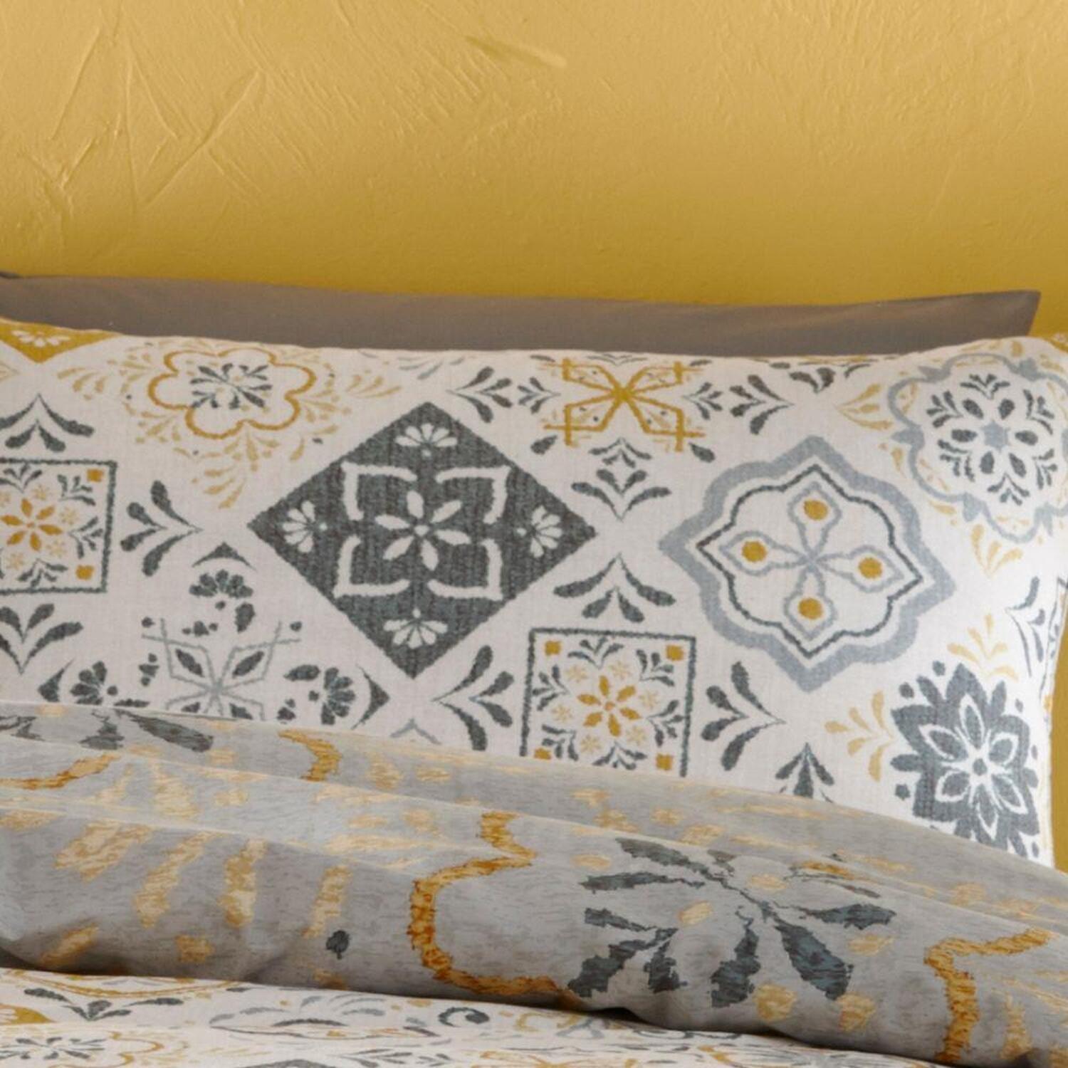 Morocco Print Duvet Cover Set - Yellow Double