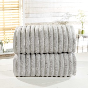Silver Ribbed 2 Piece Cotton 600 gsm Super Soft Highly Absorbant Towel Bales shot 6066794