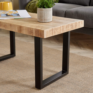 Natural / 85cm Home Source Cortez Mango Wood Rectangular Coffee Table shot 6078242