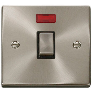 Satin  Brushed Chrome 1 Gang 20A Ingot DP Switch With Neon