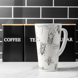 Sketch Of Scarab Beetle May Bug Bee And Dragonfly Latte Mug