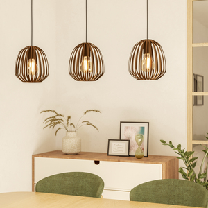 Espinal Steel Caged Style Contemporary 3 Light Pendant