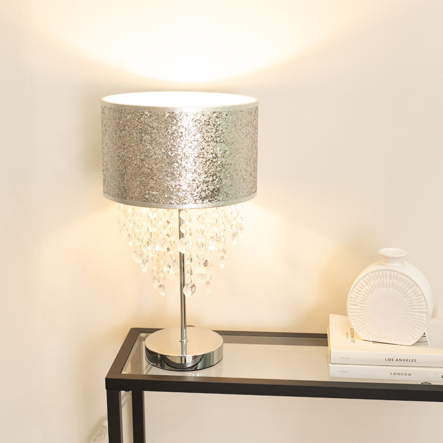 Image of Bonita Glitter Table Lamp - Silver&hellip;