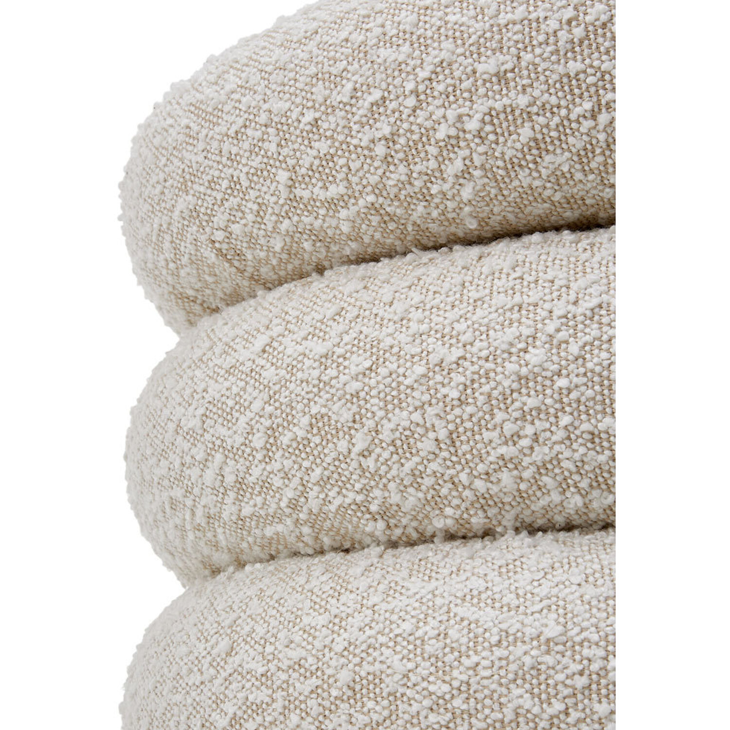 Off White Upholstered Round Ottoman With Storage And Footrest - Offwhite