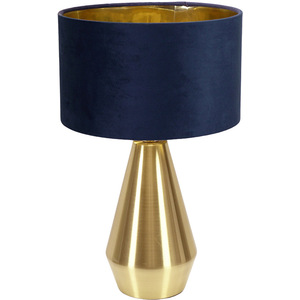 Jax Gold Dimmable Touch Table Lamp with Navy Blue Velvet with Gold Inner Shade