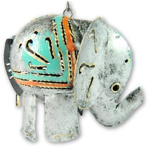 Metal Hanging Tealight Holder Silver Elephant