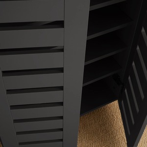 Black Home Source Oslo 2 Door Shoe Storage Cabinet Unit shot 7317570