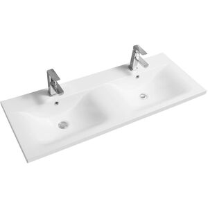 Ceramic 121cm Thin-Edge Double Inset Basin with Dipped Bowl