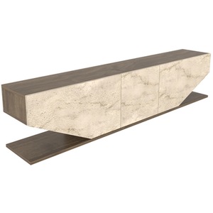 Walnut and Travertine Pearl TV Unit shot 7504356