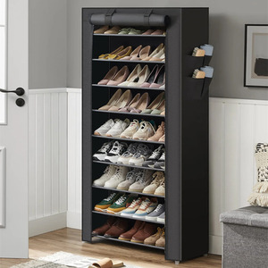 10-Tier Shoe Storage Cabinet with Roll-Up Door