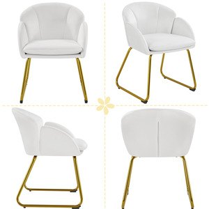 White Yaheetech Flower Shape Vanity Chair Accent Chair shot 7791896