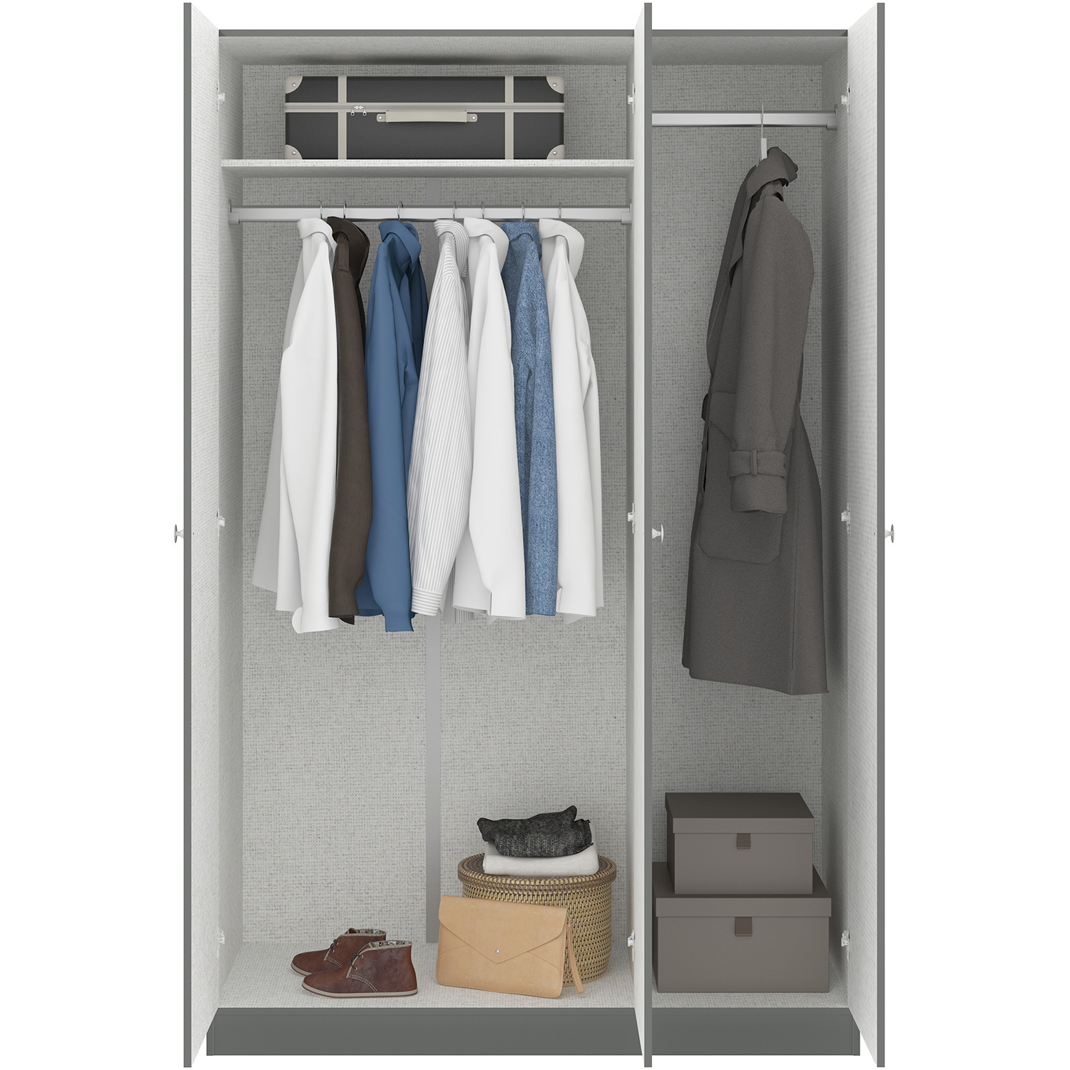 Denver 3 Door Wardrobe - Grey