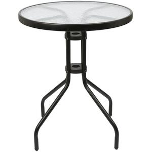 Sussex Round Glass Top Garden Dining Table - 60cm x 70cm - Black