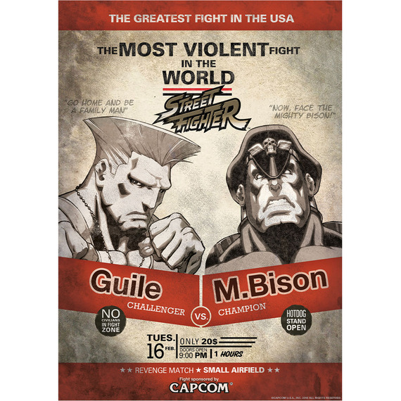 Street Fighter Limited Edition A3 Art Print Guile vs M.Bison