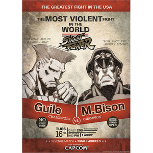 Street Fighter Limited Edition A3 Art Print Guile vs M.Bison