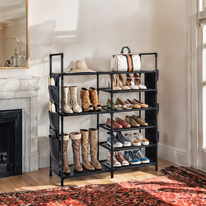 Livingandhome 7-Tier Shoe Rack with Side Pockets