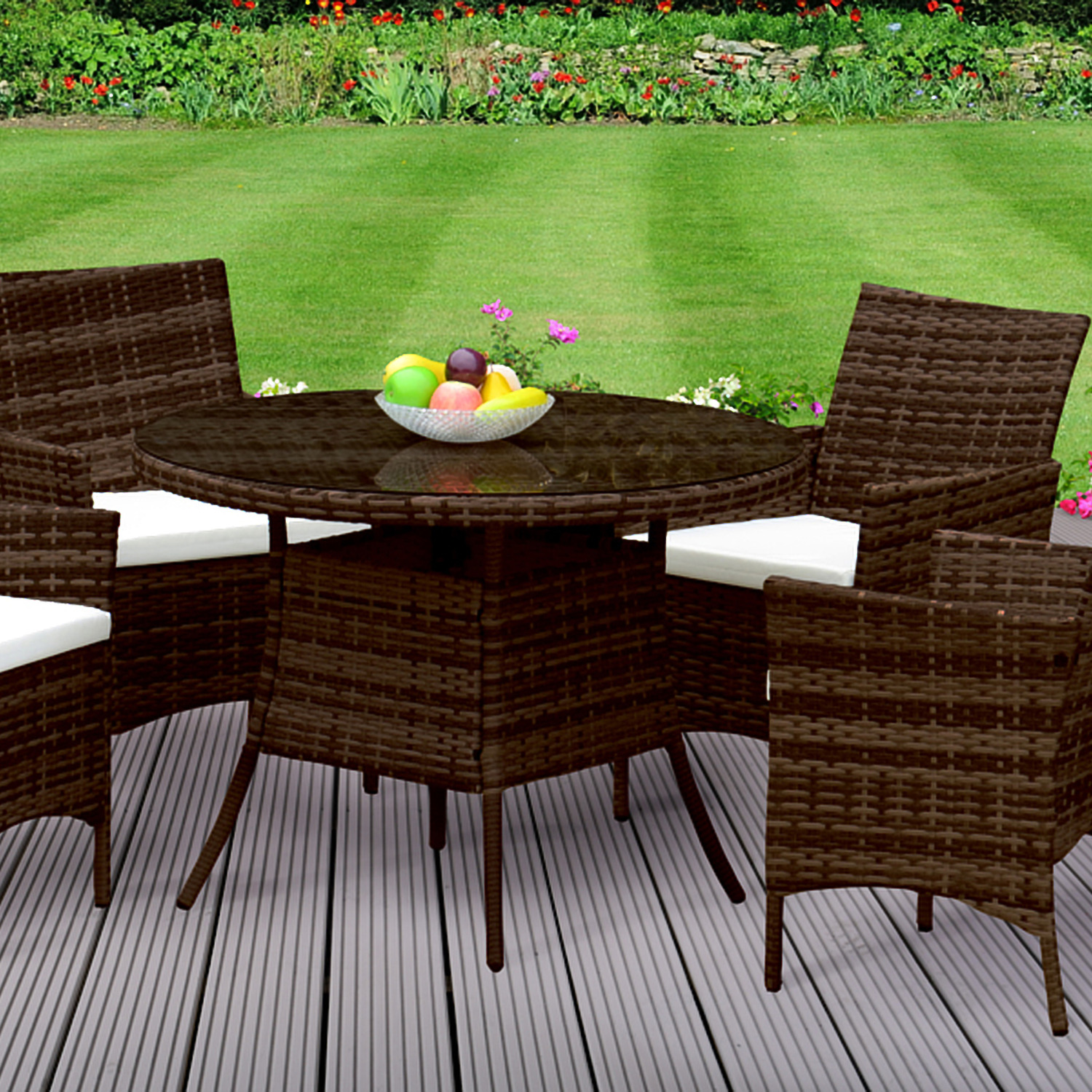 5pc Rattan Dining Garden Set - Grey