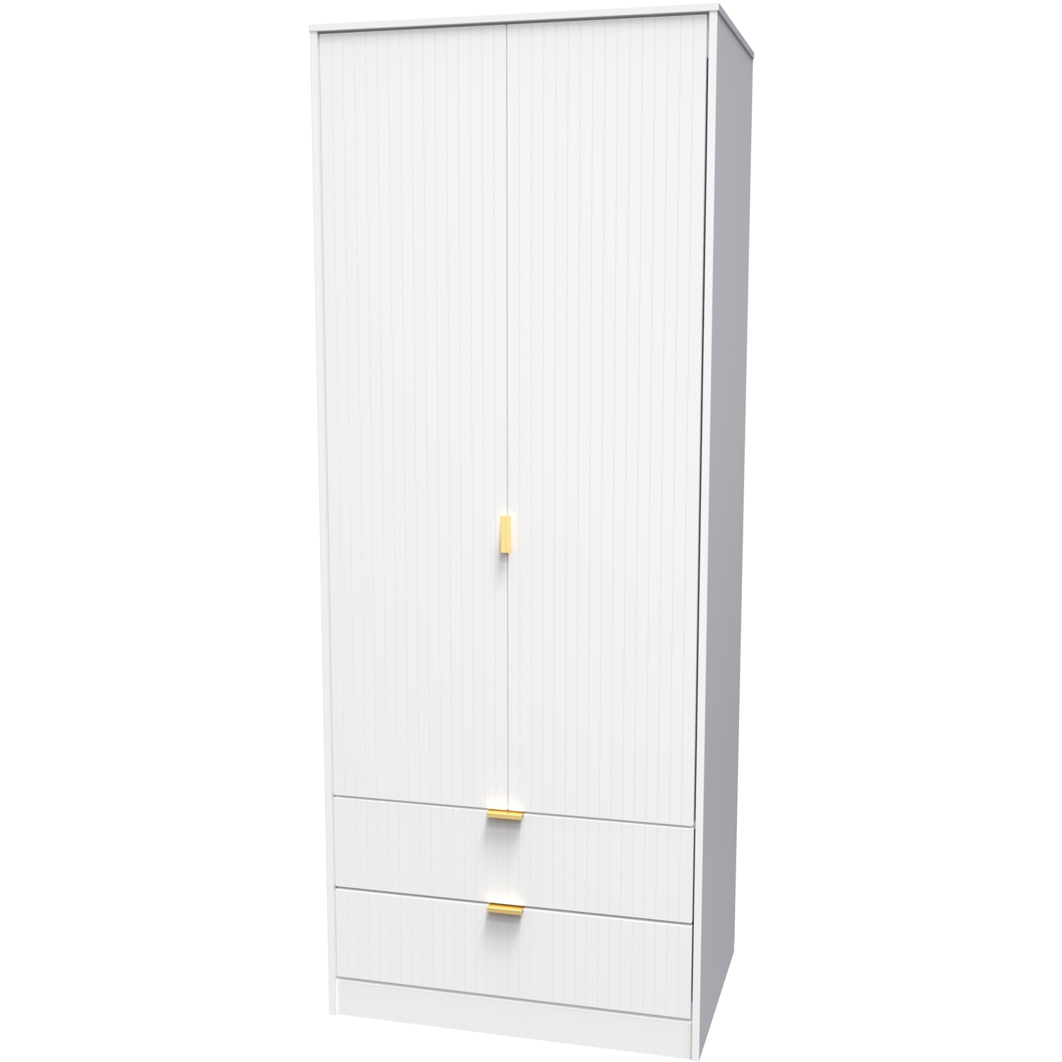 Linear Ready Assembled 2 Door 2 Drawer Wardrobe - White Matt Matt Finish
