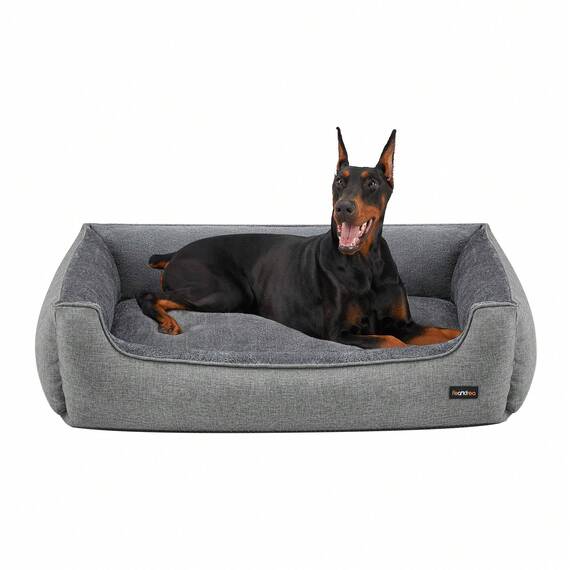 Feandrea Linen-Look Dog Sofa Bed with Washable Cover