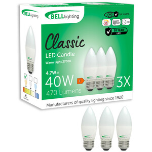 E27 Edison Screw LED Candle Bulbs 4.7W Warm White Natural White Non Dimmable