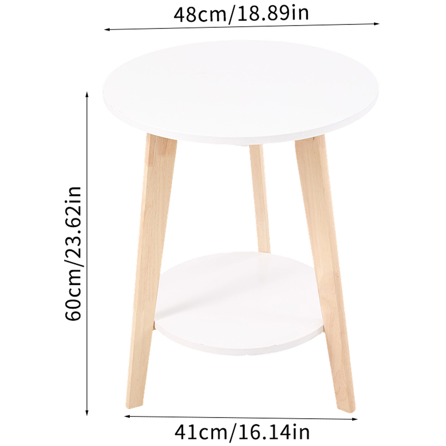 Round Wooden Coffee Side Table - White
