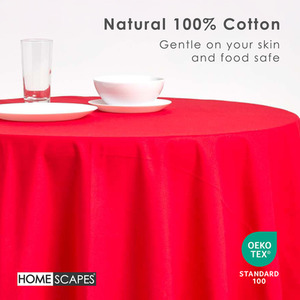 Red Plain Cotton Round Tablecloth shot 9903537