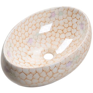 Oval Marble Effect Ceramic Bathroom Basin